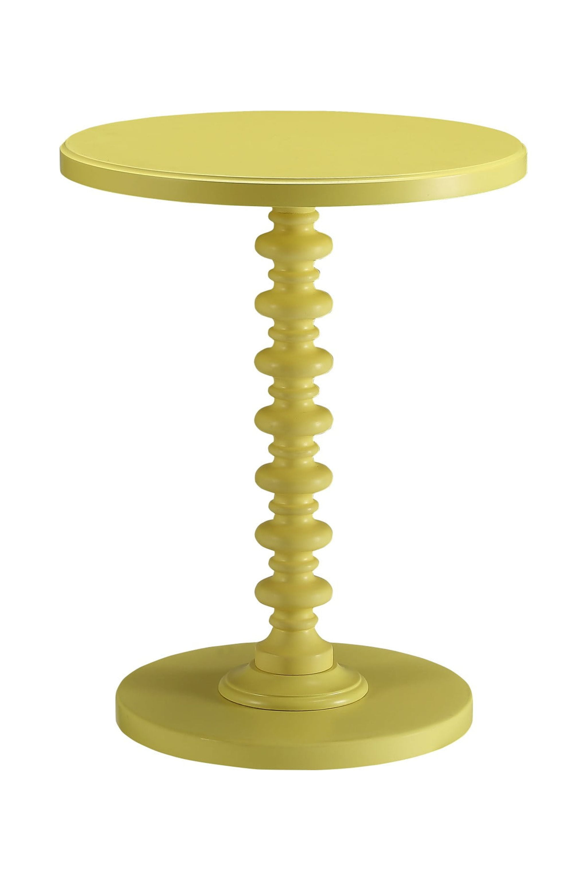 Yellow Solid Wooden Spindle Side Table
