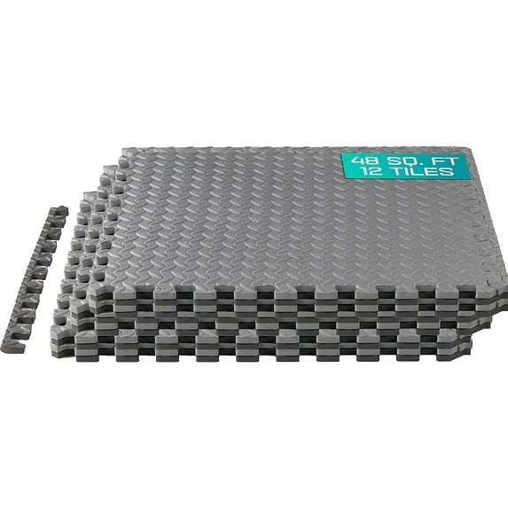Yes4All 24, 48, 120 SQ. FT Puzzle/Interlocking Exercise Mat Tiles for Home Gym, Exercise EVA Foam Floor Padding with Border for Workout Equipment