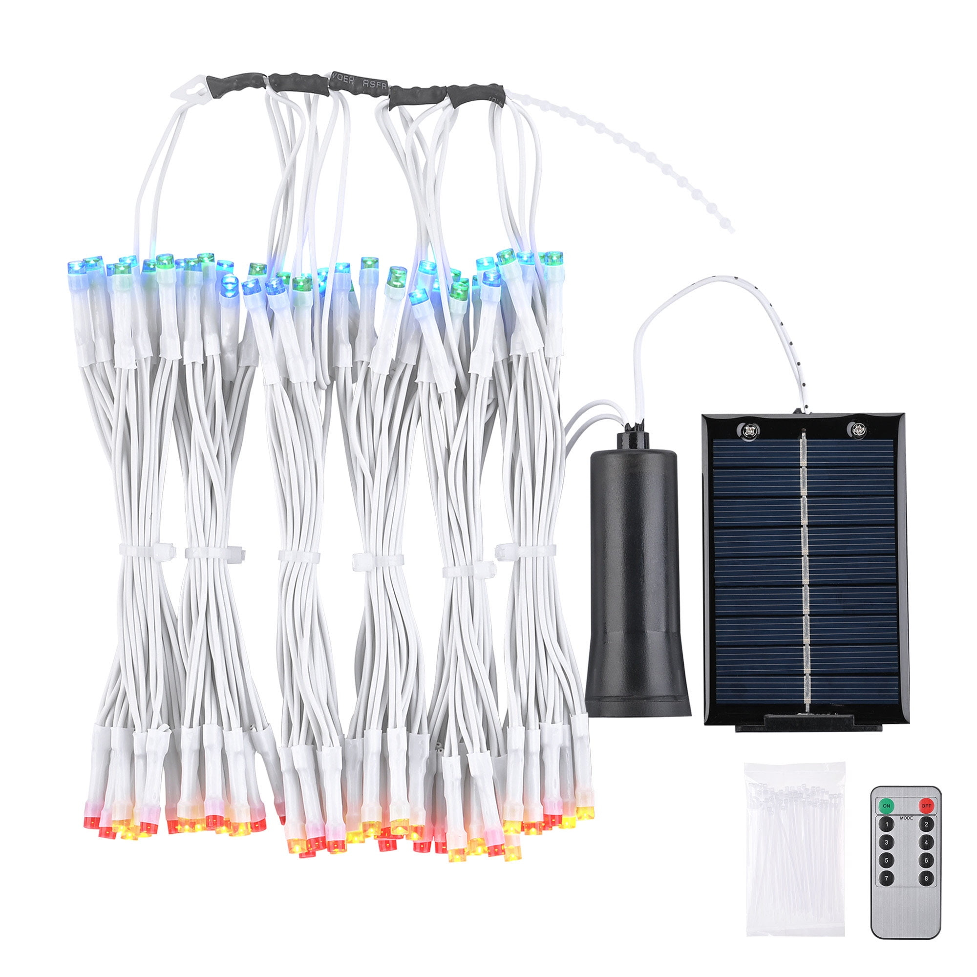 Yescom Patio Umbrella Solar String Light with Remote Control Timer Fit 6-Rib 7/8/9 Ft Outdoor 96 RGB LED 8 Mode Camping