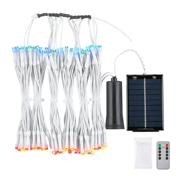 Yescom Patio Umbrella Solar String Light with Remote Control Timer Fit 6-Rib 7/8/9 Ft Outdoor 96 RGB LED 8 Mode Camping