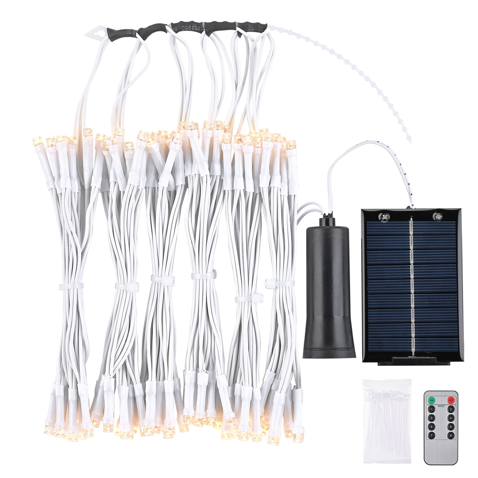 Yescom Patio Umbrella Solar String Light with Remote Control Timer Fit 6-Rib 7/8/9 Ft Outdoor 96 RGB LED 8 Mode Camping