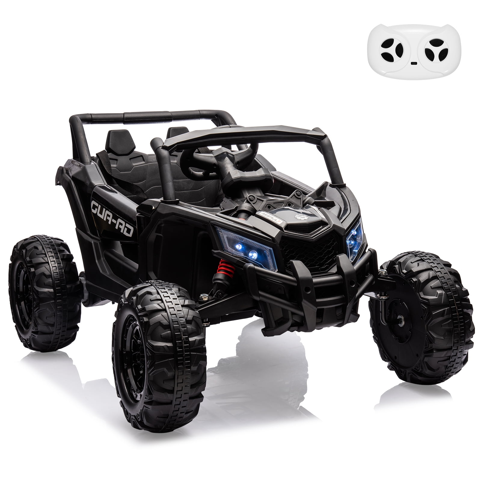 EastVita Ride on UTV Car, 24V Ride on Car Battery Powerd Electric Off-Road UTV Car w/Remote Control, 200W Motor, Spring Suspension, Music, LED Lights, Black