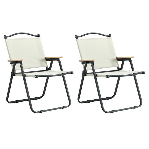 Beige and Black Steel Folding Armchair Set for Outdoor Dining