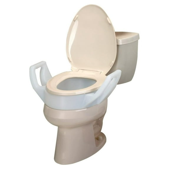 YfulYde 725753311 Elevated Toilet Seat with Arms for Elongated Toilet, 3-1/2", White, Supports Up to 300-Pound