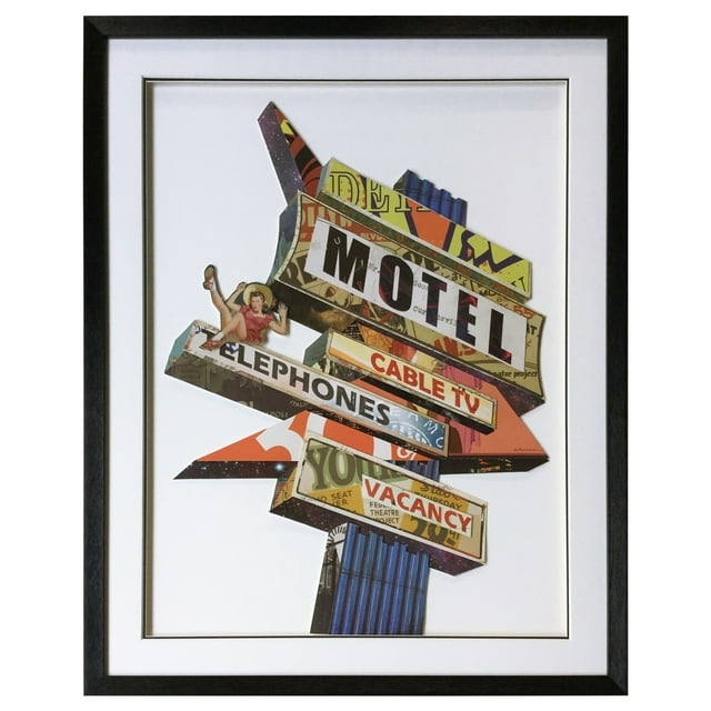 Yosemite Home Decor "All American" Glass Framed 3D Wall Art in Multi-Color