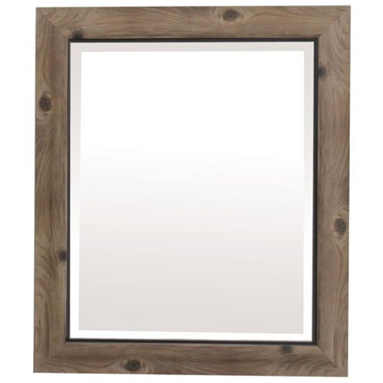 Small Gray and Black Rectangular Wood Framed Mirror