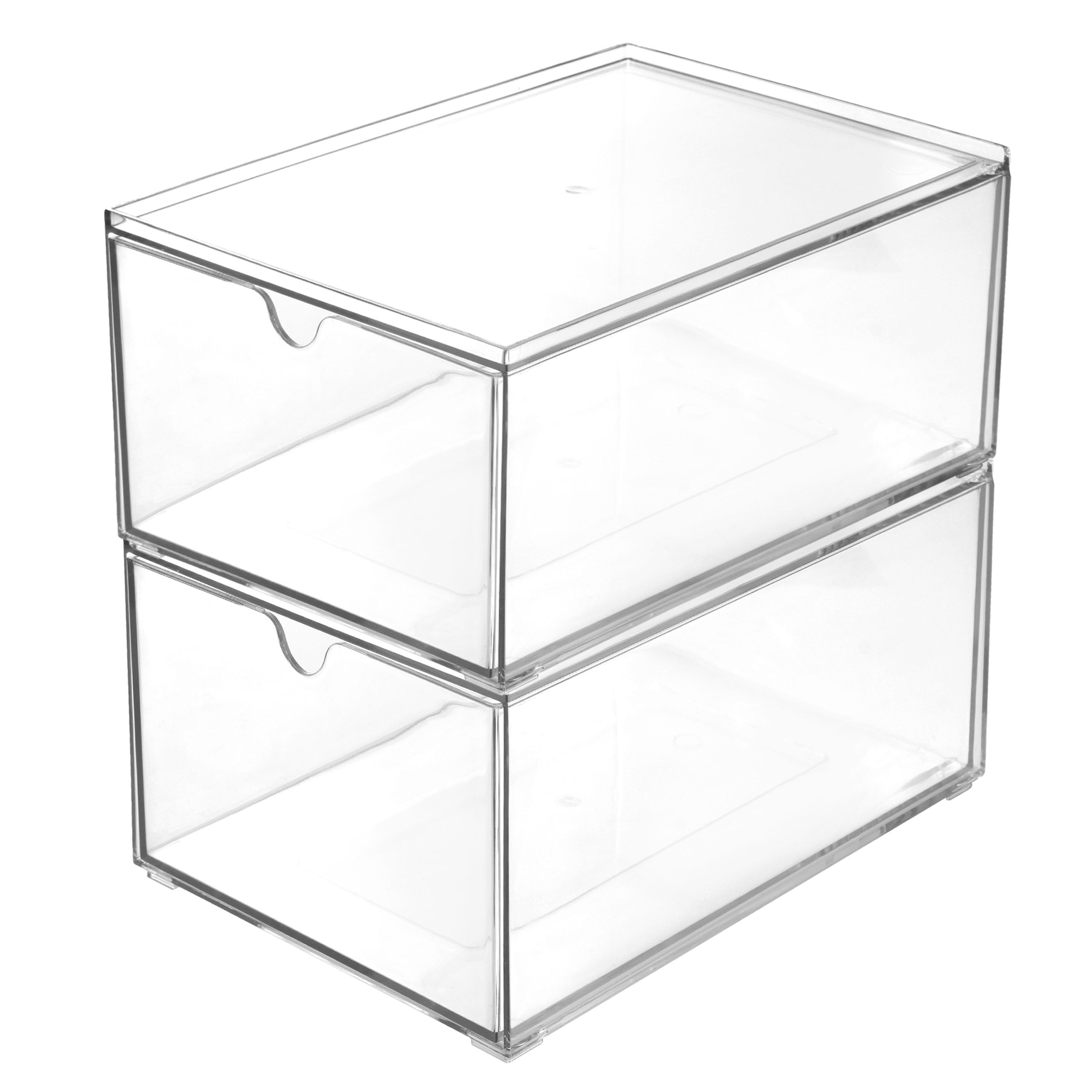 Youngever 2 Pack Stackable Makeup Organizer Drawers, 9" x 6.5" x 4 Clear Cosmetic Storage Organizers
