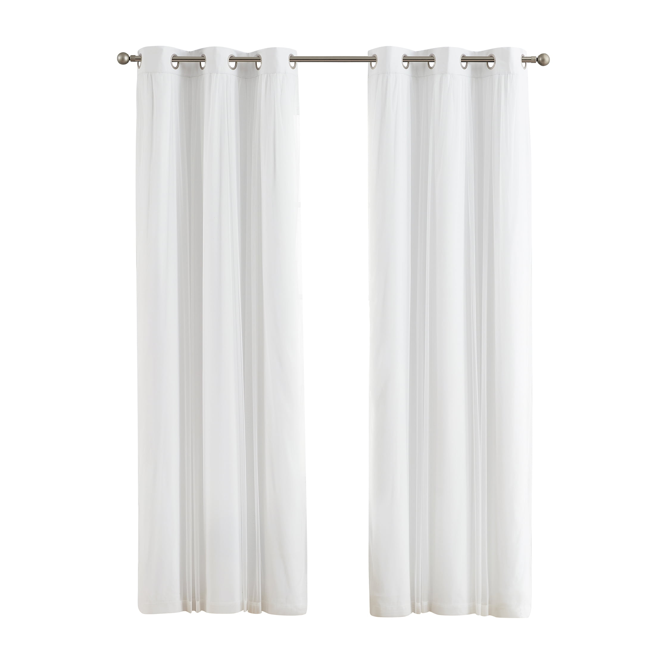 Your Zone Blackout Curtain Panel with Sheer Overlay, 1 Panel, White, 37" W x 84" L