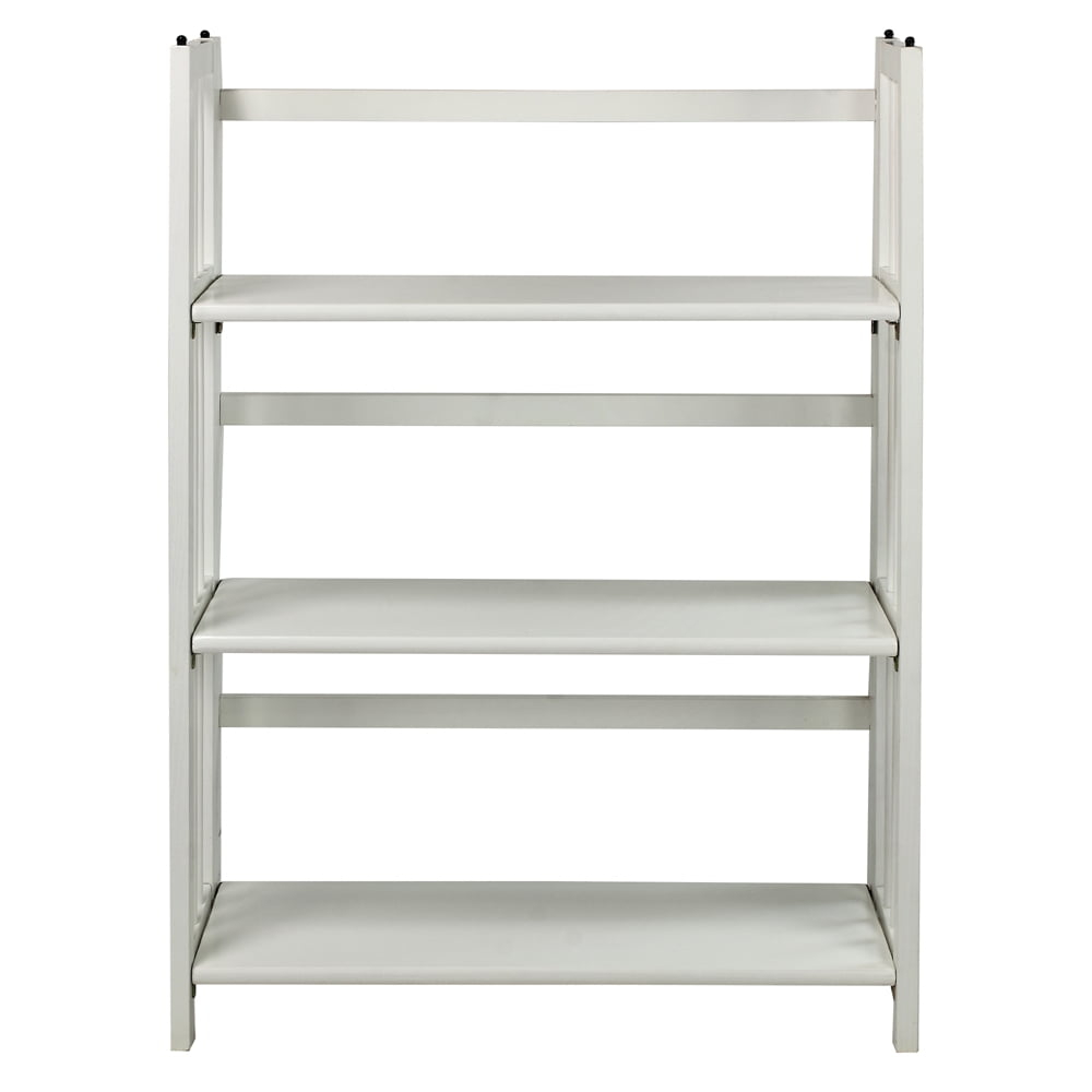 Casual Home 3-Shelf Folding Stackable Bookcase 27.5" Wide-White