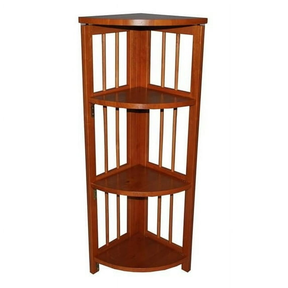 Yu Shan CO USA Ltd  4-tier corner folding bookcase  Honey Oak