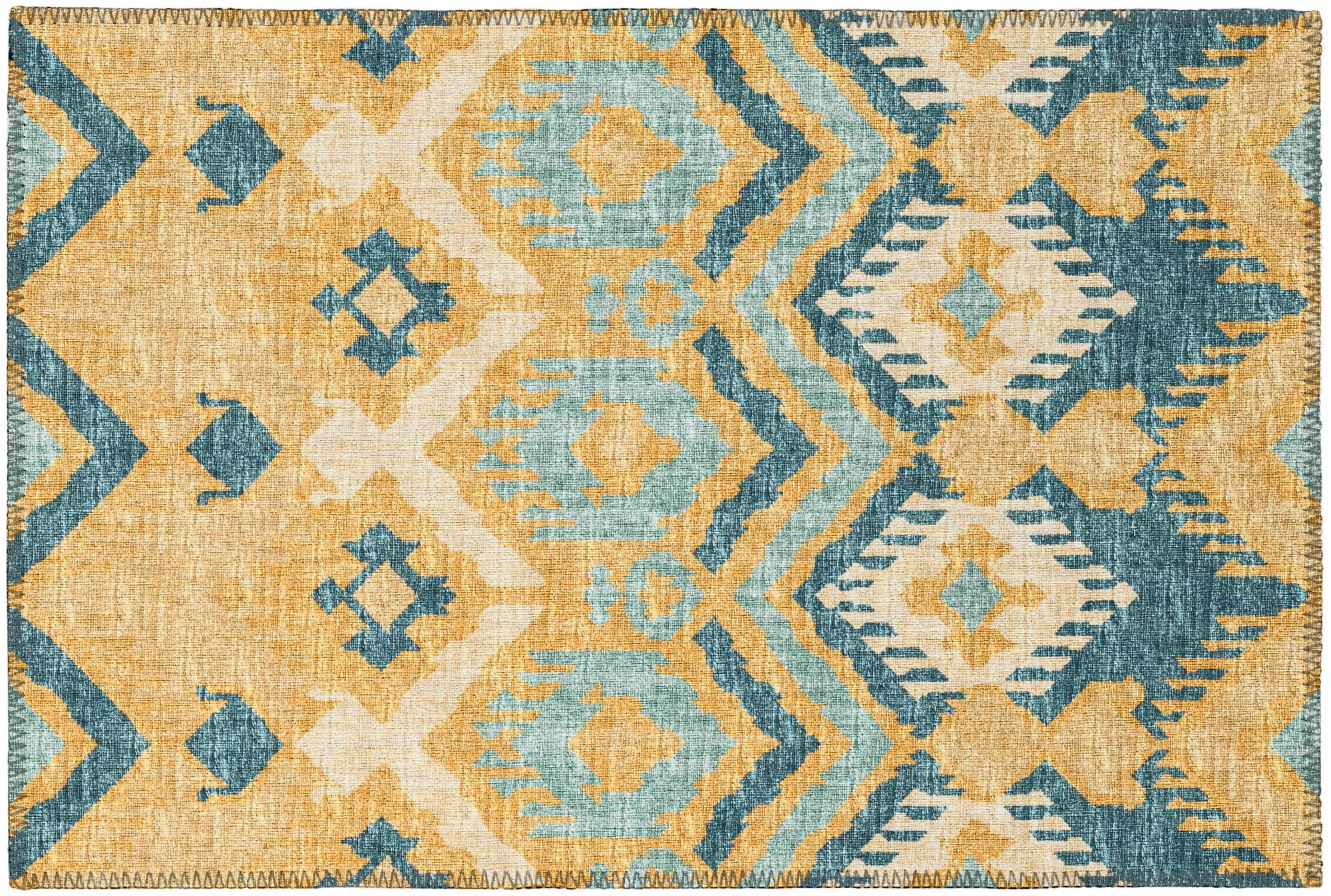 Addison Rugs Indoor/ Outdoor Addison Yuma Southwest Ikat Washable Area Rug 1'8" x 2'6" - Yellow