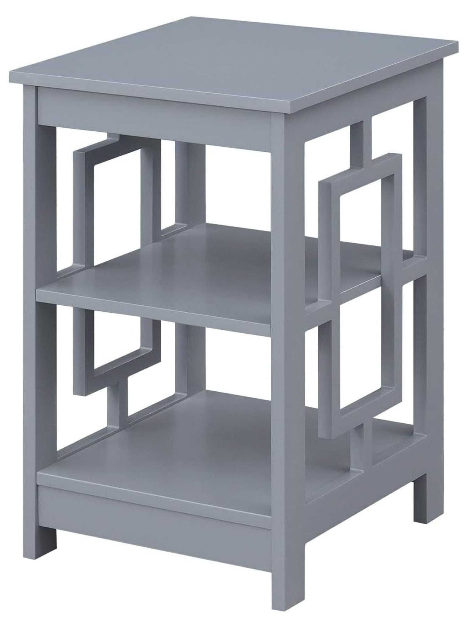 Convenience Concepts Town Square End Table with Shelves in Gray Wood Finish
