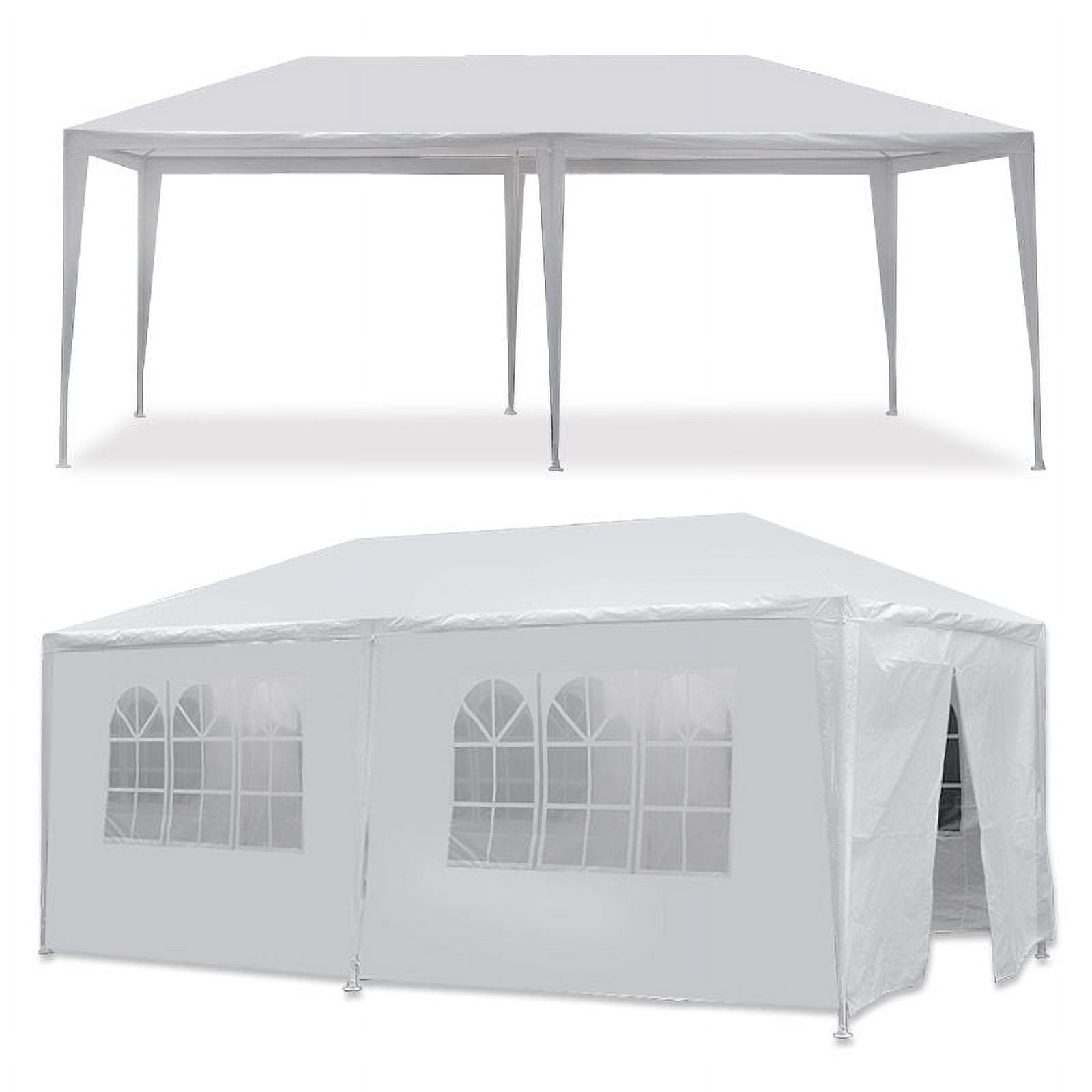 ZENSTYLE Gazebo Party Outdoor Tent in White,10 x 20' with 6 Side Walls Wedding Canopy Cater Events