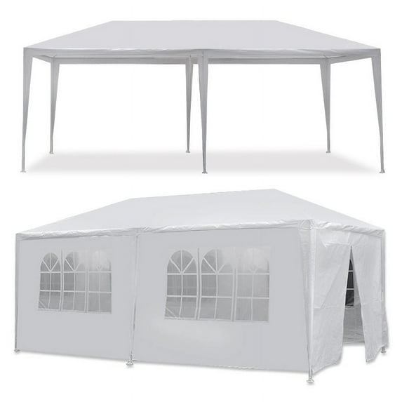ZENSTYLE Gazebo Party Outdoor Tent in White,10 x 20' with 6 Side Walls Wedding Canopy Cater Events