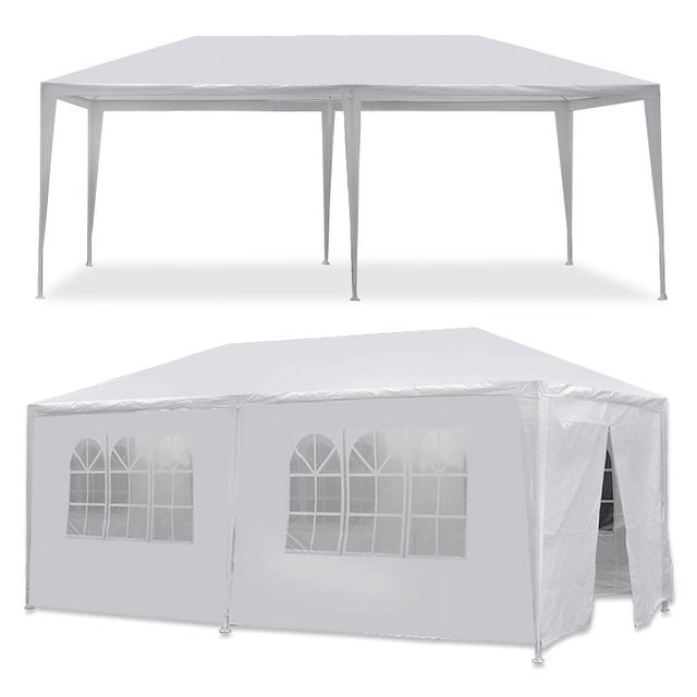 ZENSTYLE Gazebo Party Outdoor Tent in White,10 x 20' with 6 Side Walls Wedding Canopy Cater Events