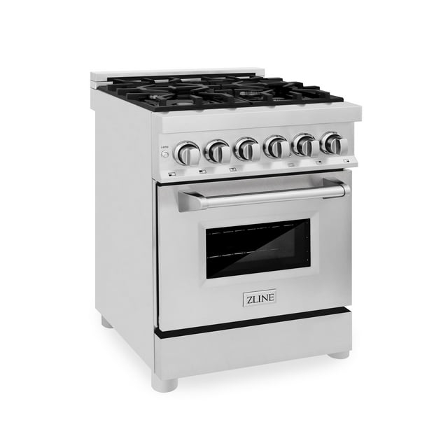ZLINE 24" 2.8 cu. ft. Dual Fuel Range with Gas Stove and Electric Oven in Stainless Steel and Black Matte Door (RA-BLM-24)
