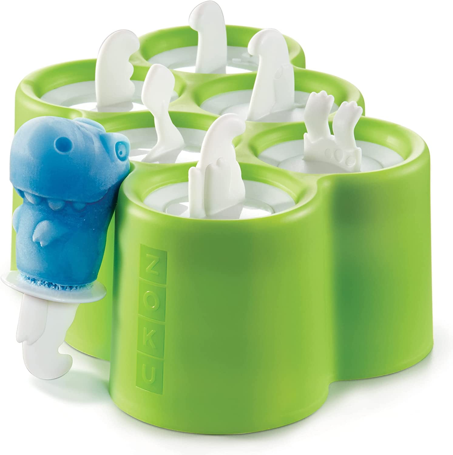 ZOKU Dino Pop Molds, 6 Different Easy-release Silicone Popsicle Molds in One Tray, Unique and Fun Prehistoric Designs, BPA-free