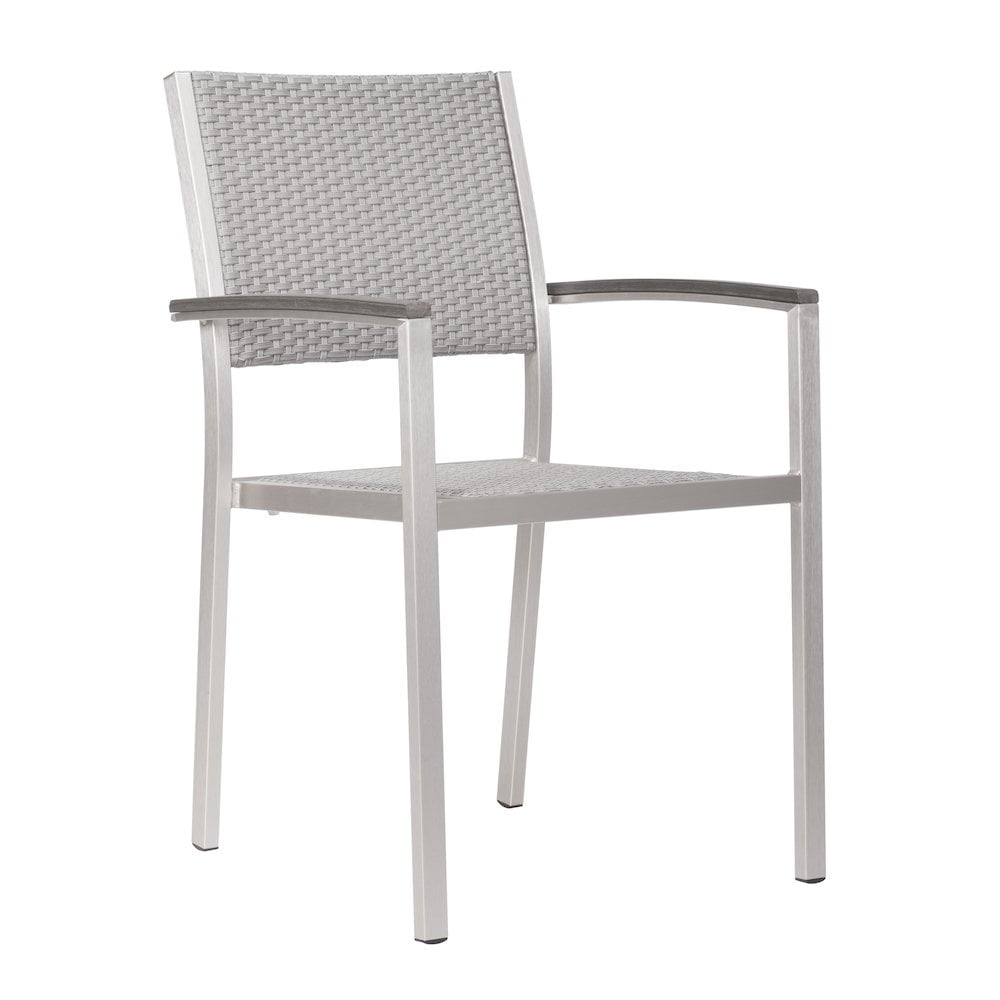 ZUO Metropolitan Dining Arm Chair (Set of 2) Gray & Silver