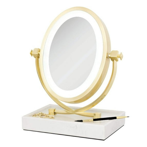 Zadro Brooklyn Oval LED Makeup Mirrors w/ Magnification & Marble Tray