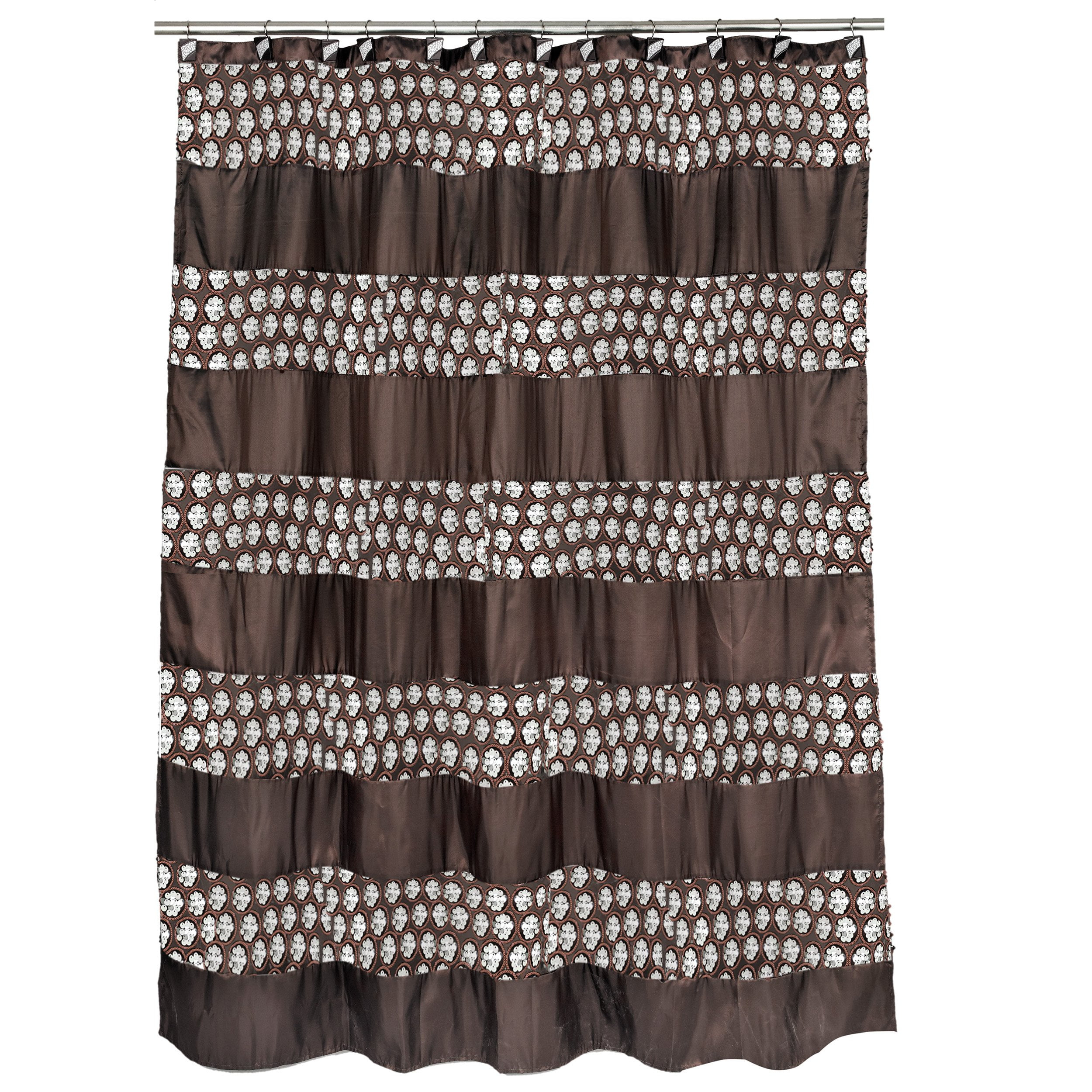 Zahari Home Sinatra Bathroom Shower Curtain Glamorous Bling Fabric Shower Curtain, 72"x70", Brown