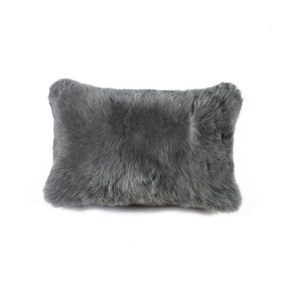 Zealand Sheepskin Pillow Gray 18x18 Natural 100% Sheepskin 1-Piece