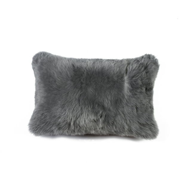 Zealand Sheepskin Pillow Gray 18x18 Natural 100% Sheepskin 1-Piece