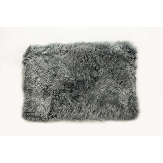 Natural New Zealand Sheepskin Single Rectangular Rug | Grey | 2'x3'