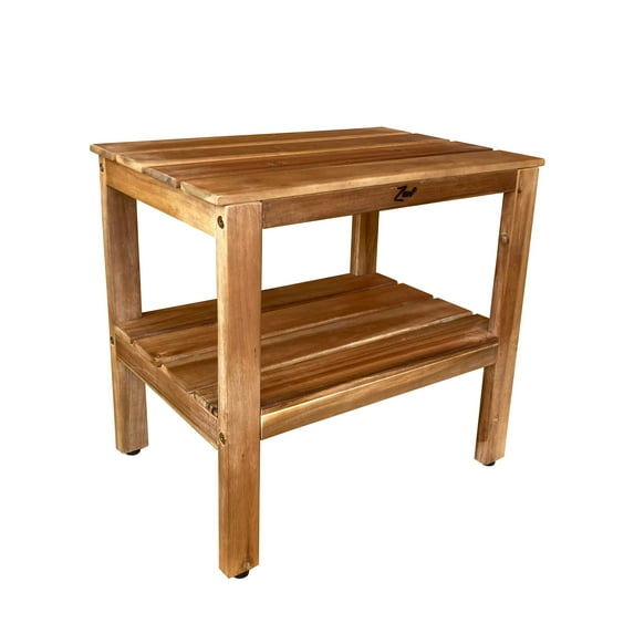 Zen 18" Acacia Solid Wood Waterproof Shower Bench, Stool, Seat, Seats, with Shelf- Easy Assembly