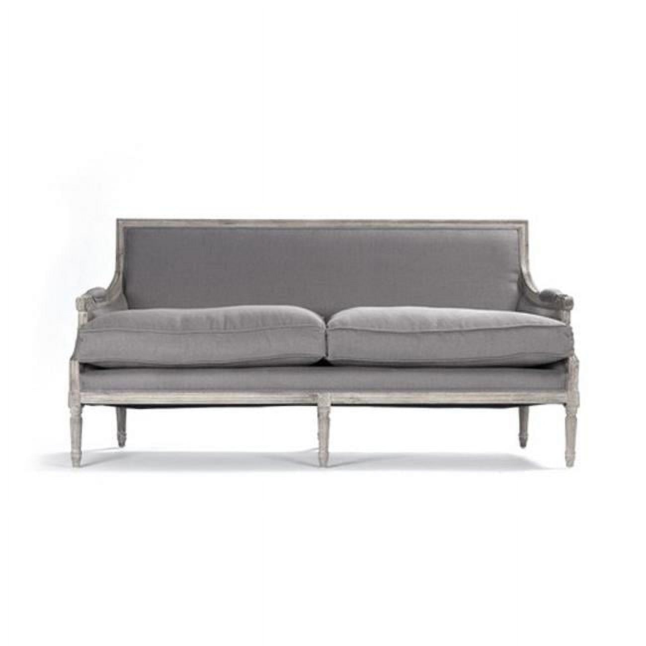 Zentique B007-3 E272 A048 Louis Grey Linen Sofa- 70 x 34.75 x 27 in.