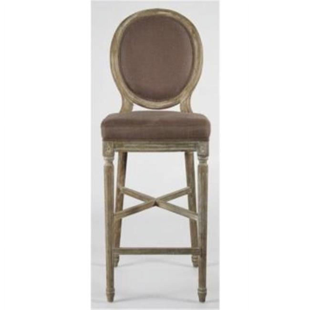 Medallion Bar Stool, Grey Linen