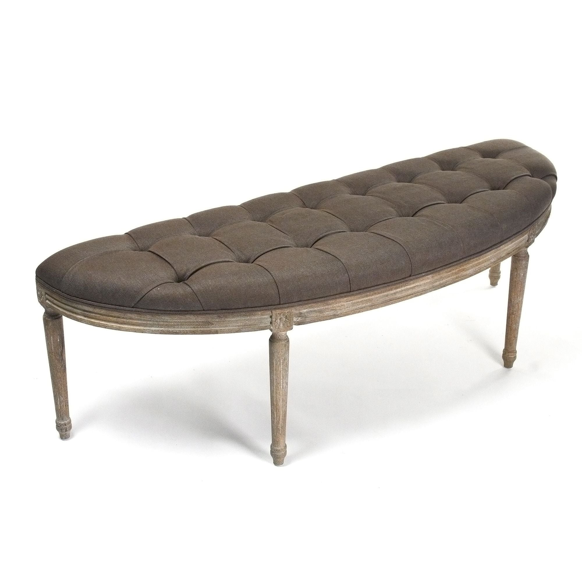Zentique  Louis Curve Bench- Limed Grey Oak - 57 x 19 x 19 in.