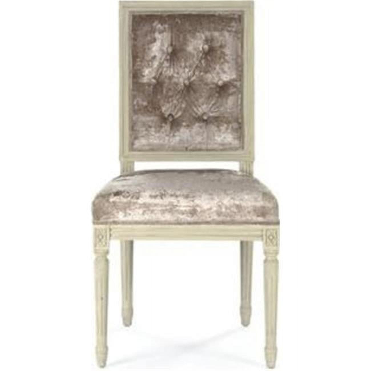 Tufted Louis Side Chair- Crushed Champagne Velvet - 20 x 40 x 18 in.