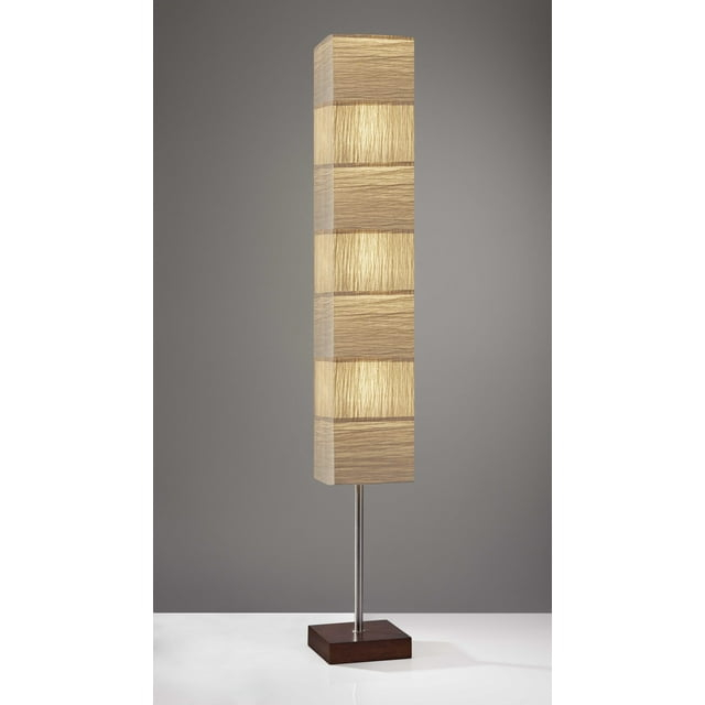 ZigZag Tall Paper Shade Floor Lamp With Walnut Wood Base