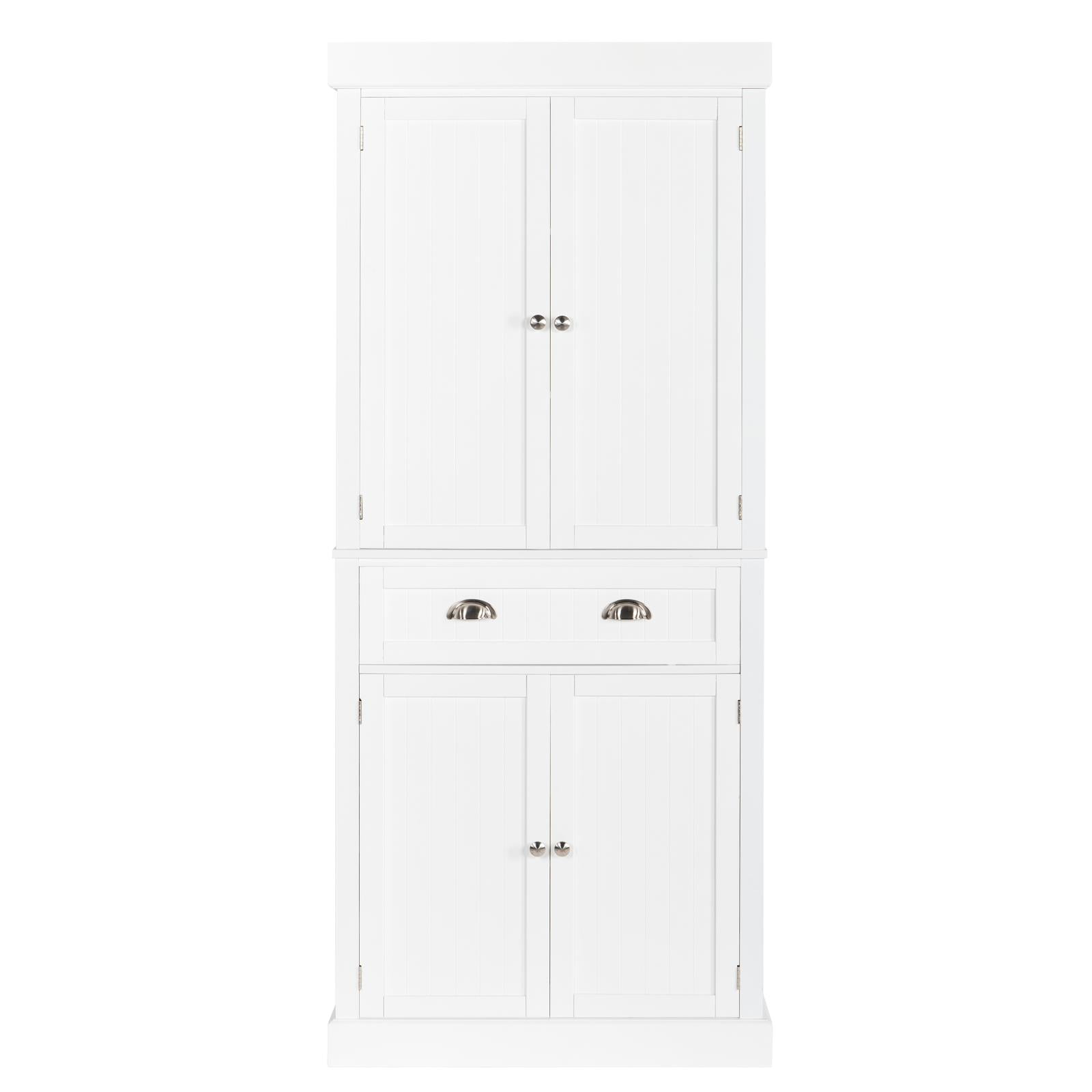 Zimtown 72âH Freestanding Storage Pantry Utility Cabinet with Drawer, Soft Close Doors and Shelves, White