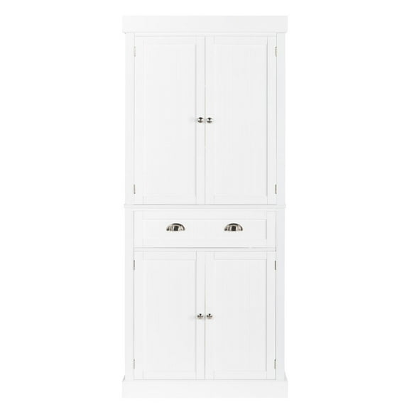 Zimtown 72âH Freestanding Storage Pantry Utility Cabinet with Drawer, Soft Close Doors and Shelves, White