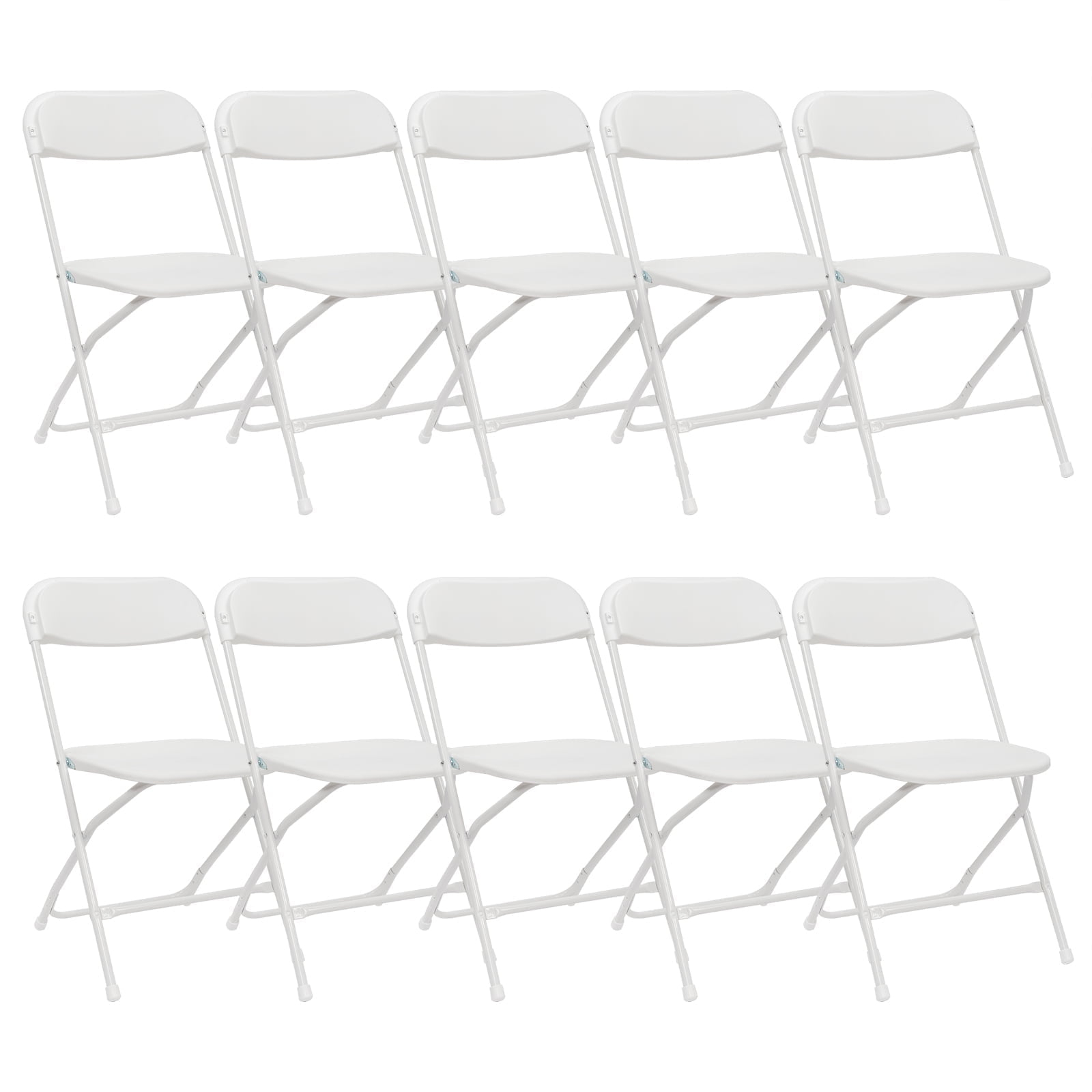 COVERONICS 10 Pack Plastic Folding Chair, Portable Steel Frame Party Chairs Seating, Indoor/Outdoor Stackable Commercial Chair for Home, Office, Weddings & Events, 550lbs Weight Capacity, White