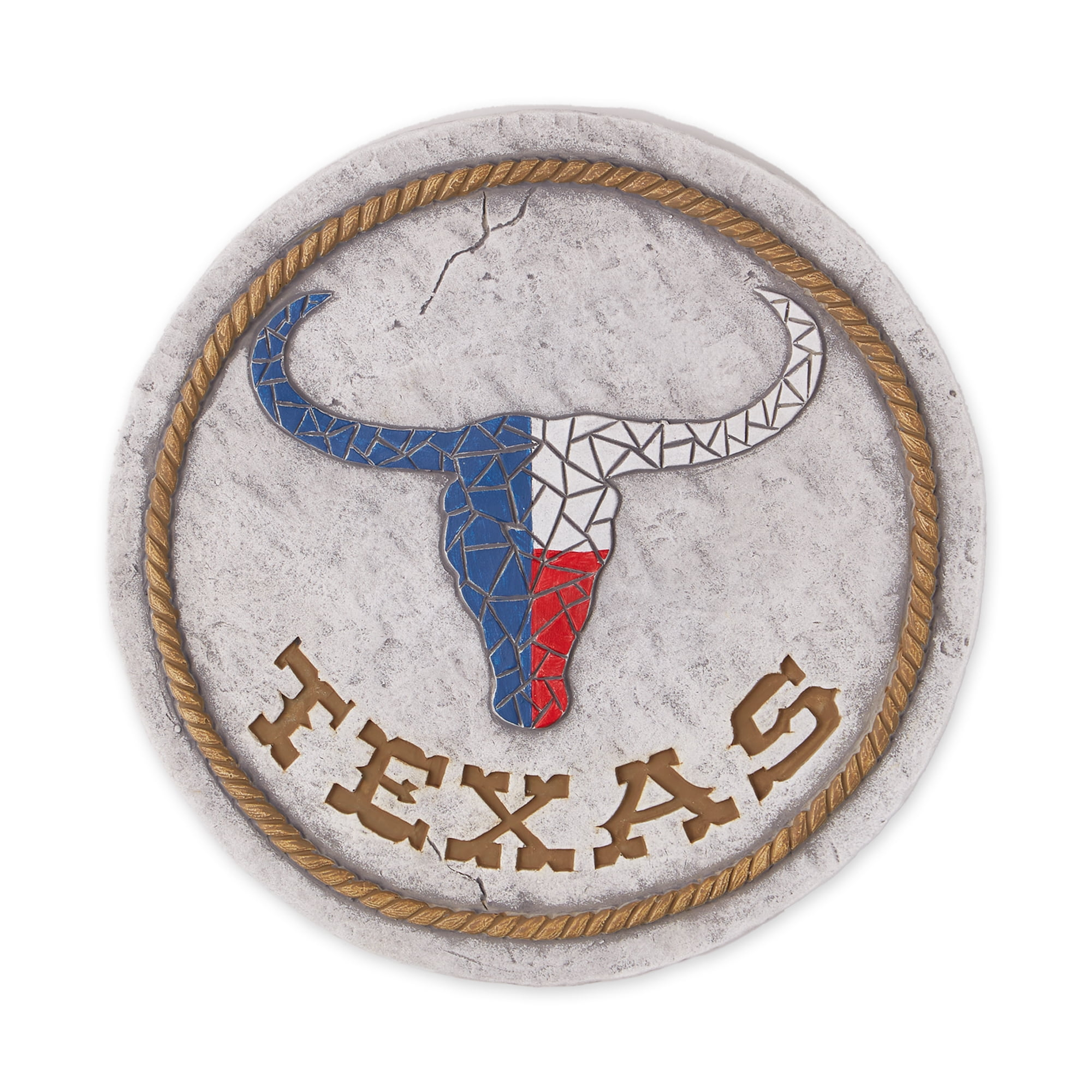 Zingz Home Texas Proud Cement Stepping Stone - 10-inch Diameter - Don't Mess With Texas Heart Flag