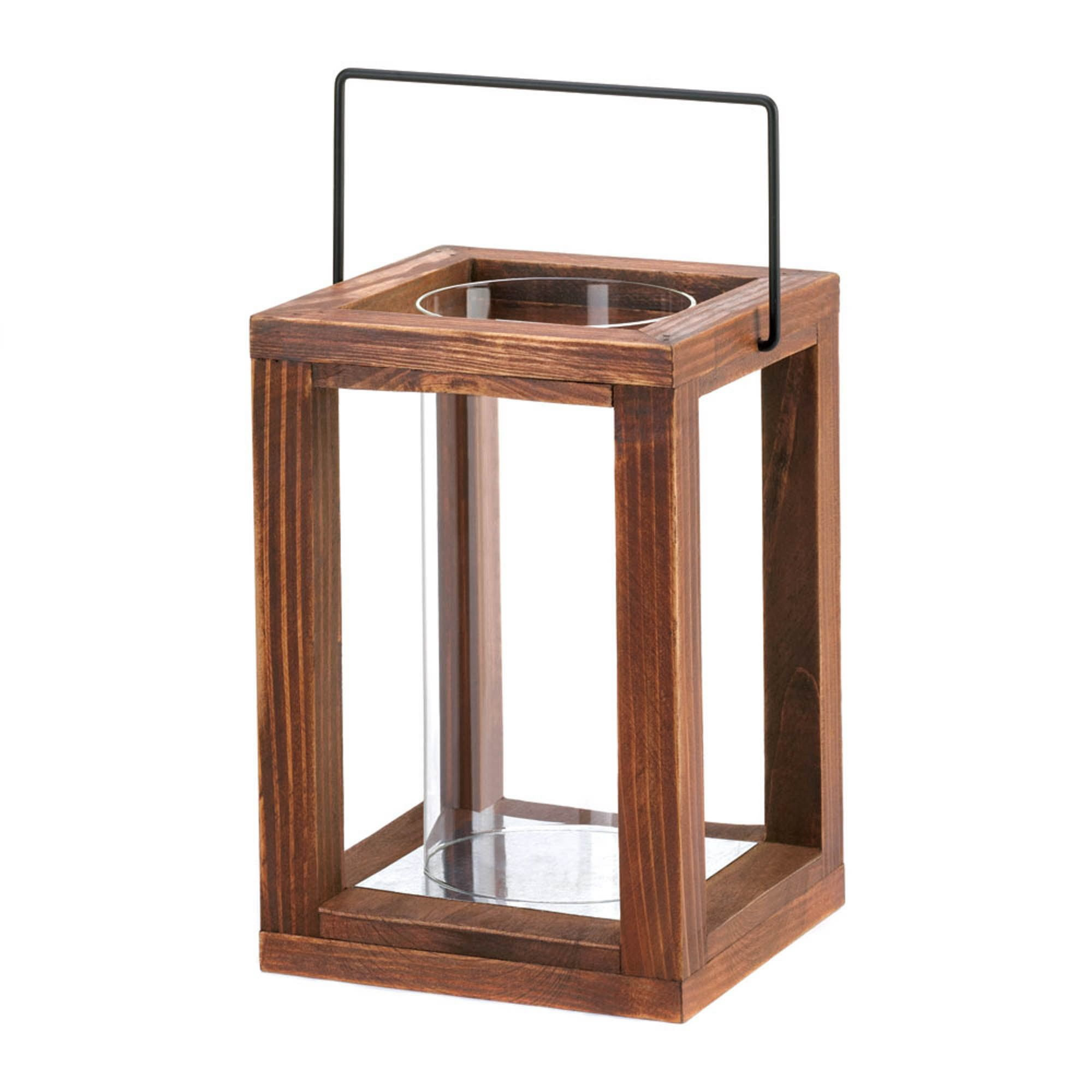 8" Wood Rustic Garden Outdoor Lantern Bronze - Zingz & Thingz: Candle Holder, Farmhouse Decor, Indoor/Outdoor Use