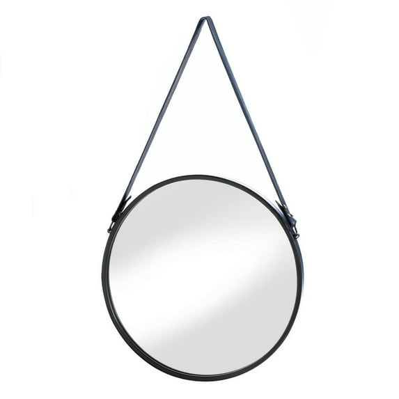 Home Decorative Round Hanging Wall Mirror With Faux Leather Strap