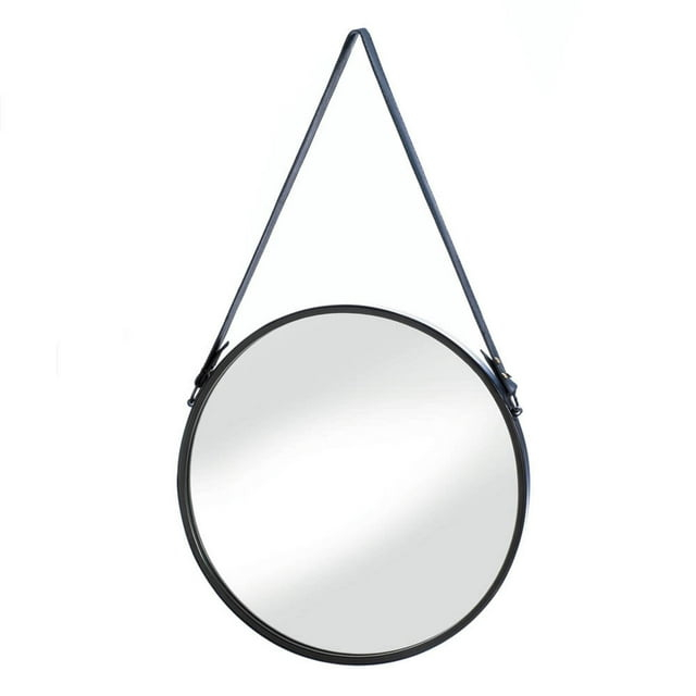Home Decorative Round Hanging Wall Mirror With Faux Leather Strap