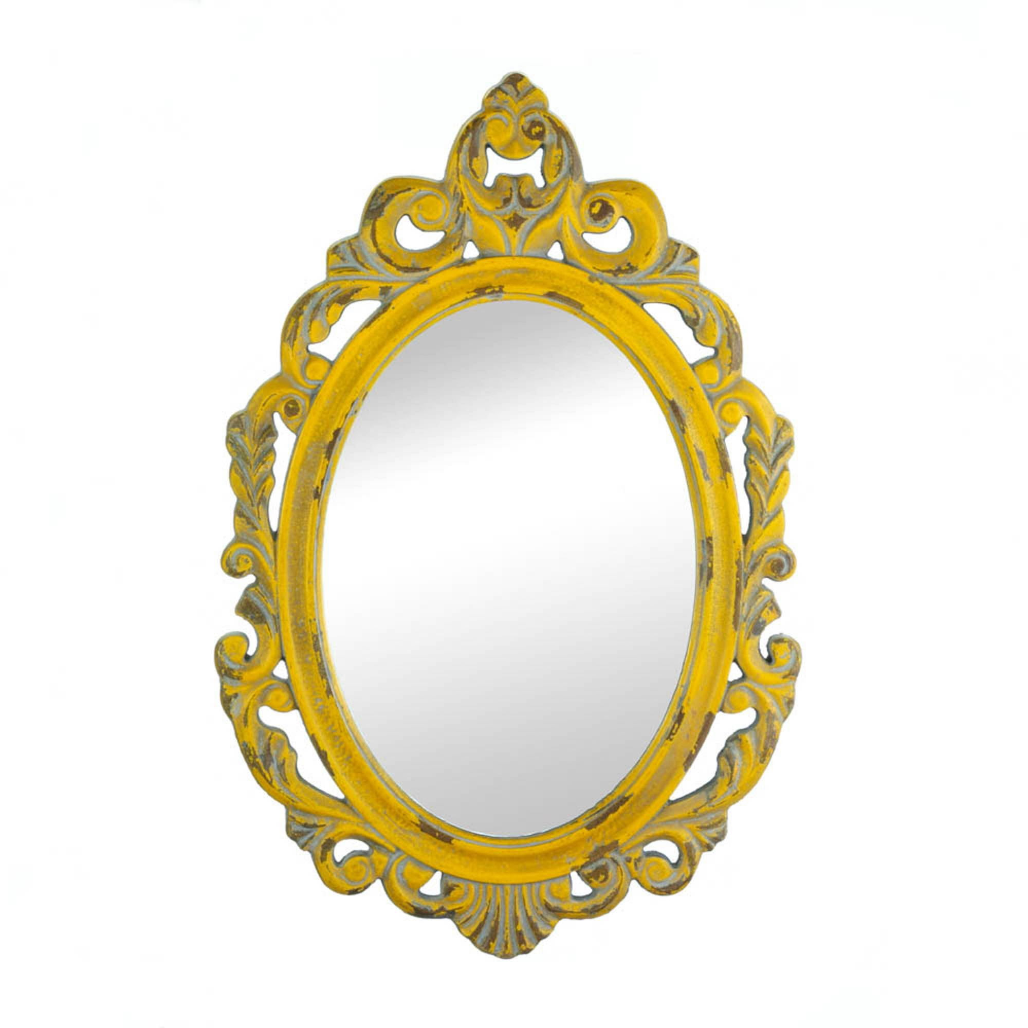 Zingz & Thingz Wooden Framed Oval Wall Mirror - 23.5'" - Yellow