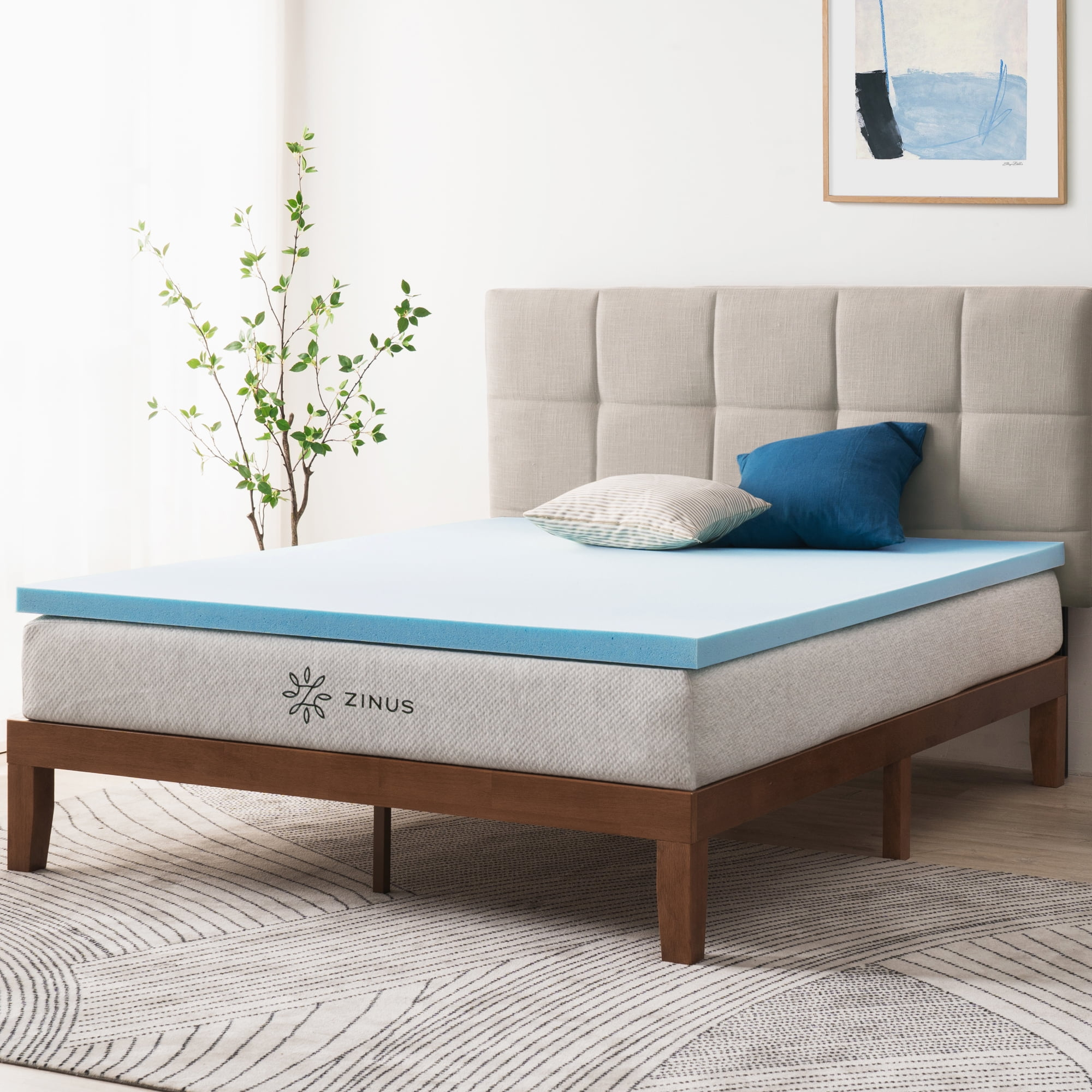 Zinus 2" Green Tea Cooling Gel Memory Foam Mattress Topper, Twin