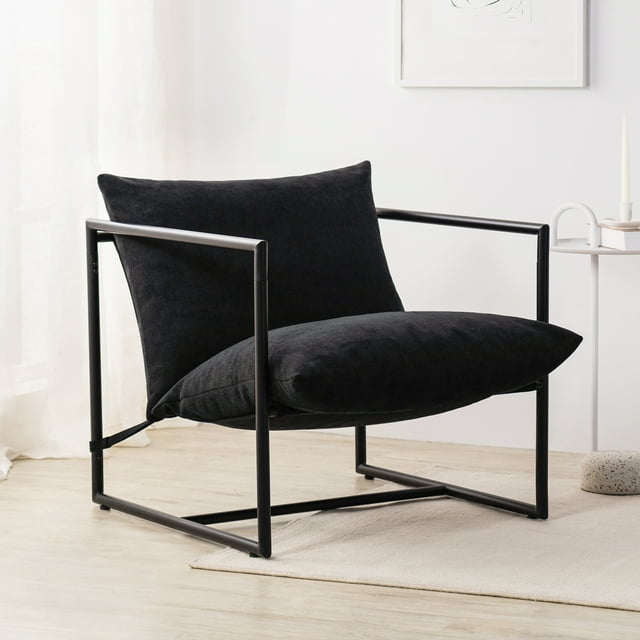Zinus Aidan Metal Framed Sling Indoor Accent Chair, Black