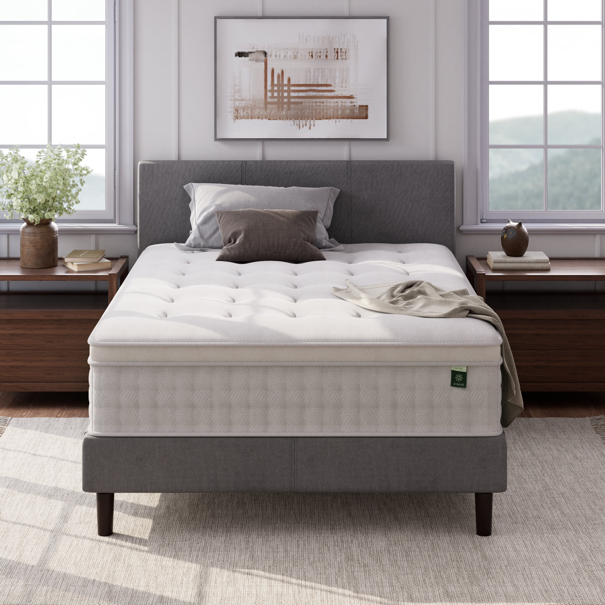 Zinus Euro Top 13" Hybrid of Comfort Foam and Pocket Spring Mattress, Adult, Full