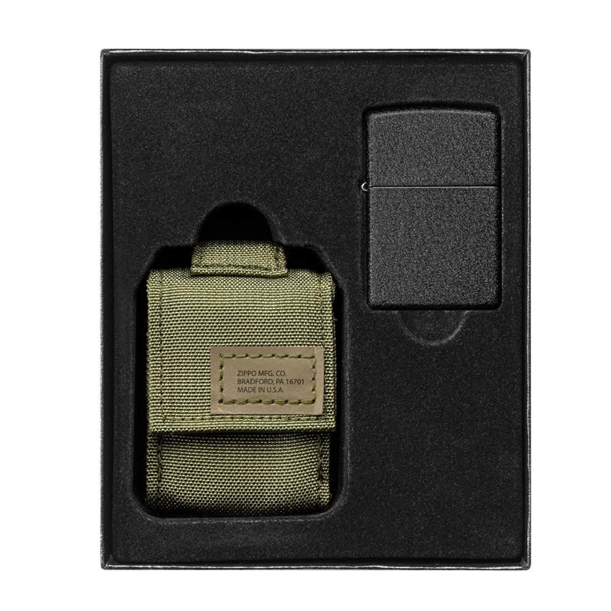 Zippo Lighter with MOLLE Green Pouch, 1.44" x 2.25"