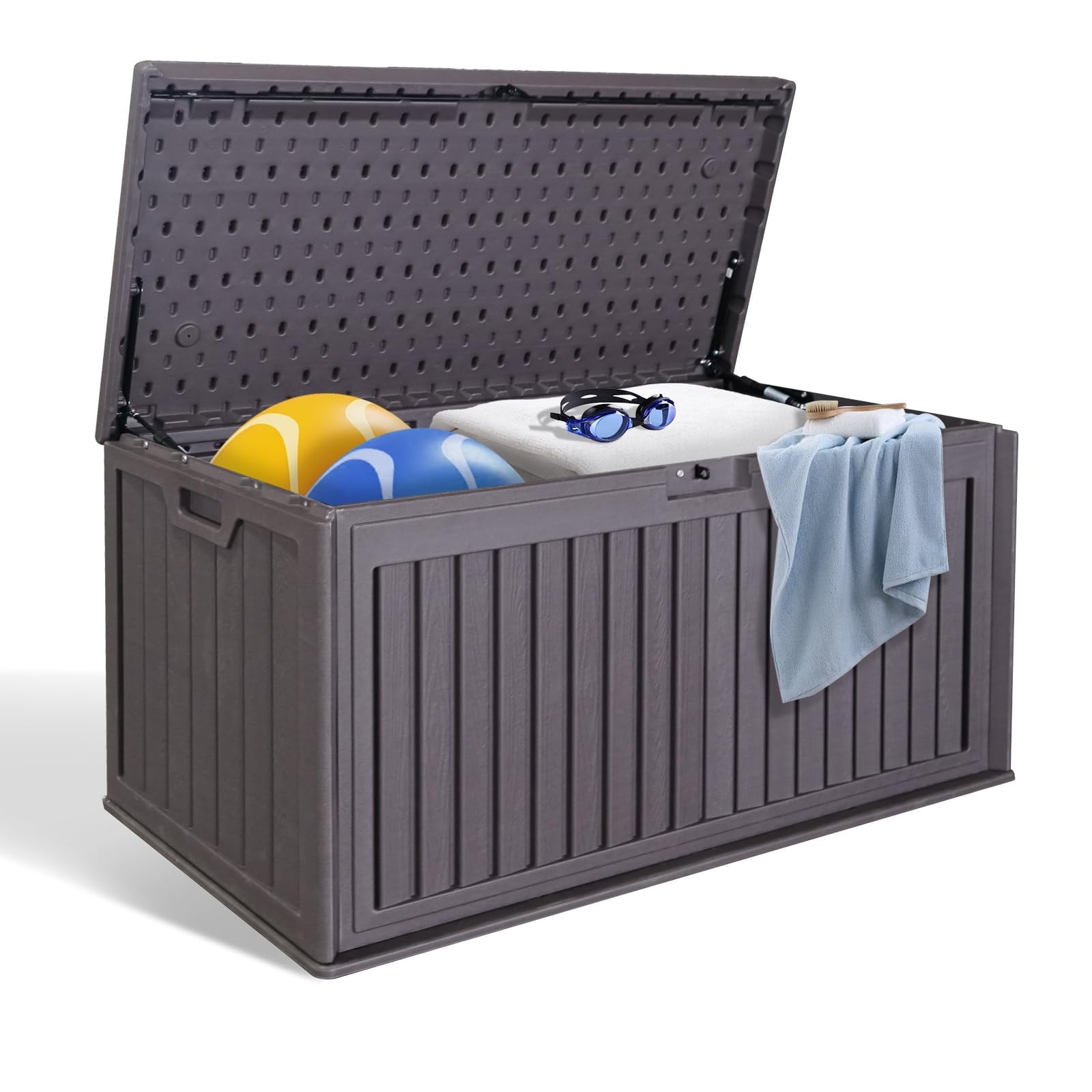Zolyndo 100 Gallon Waterproof Outdoor Storage Box, Outside Resin Deck Box for Patio Cushions