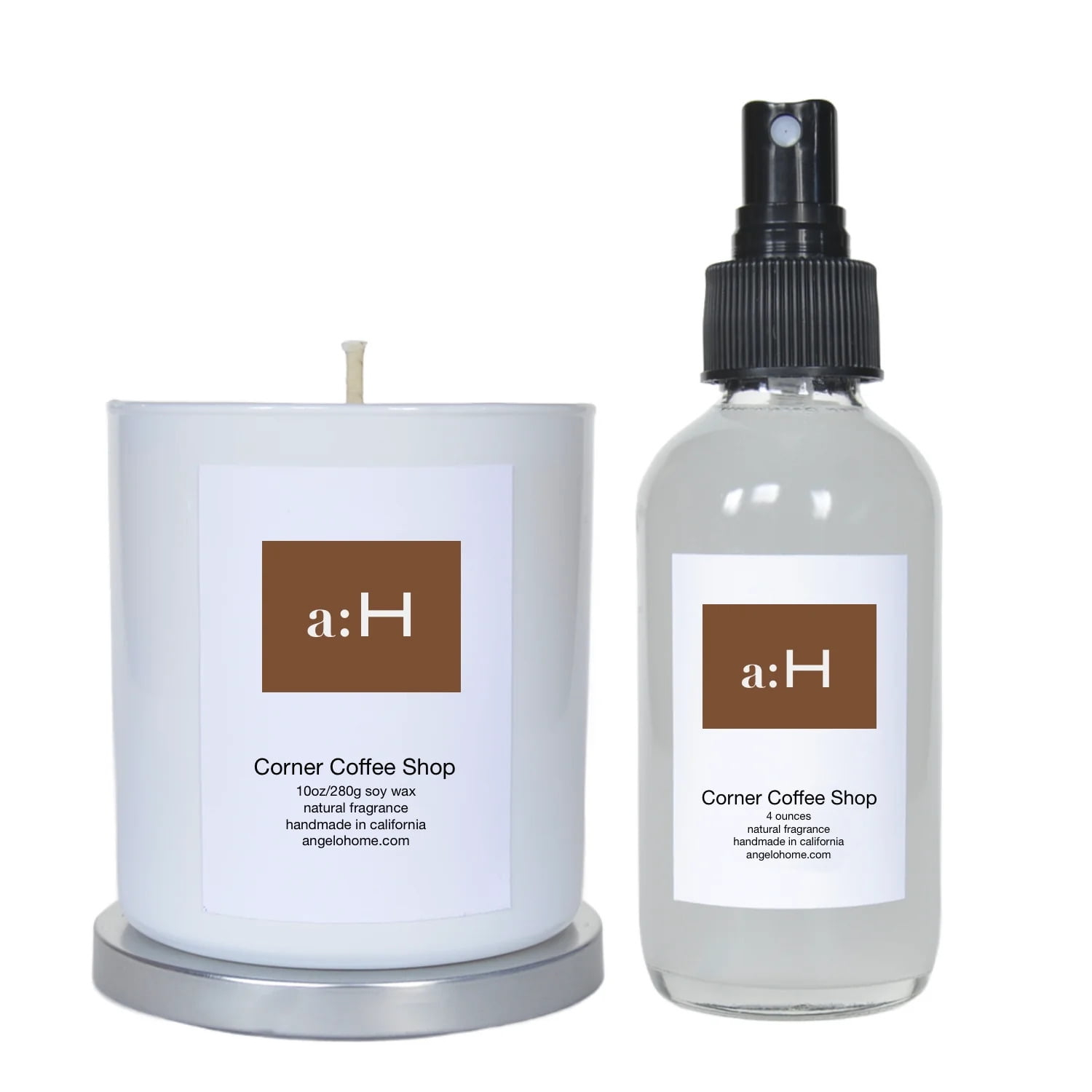 A:H Corner Coffee Shop Scented Candle And Room Spray Candle with Glass Holder
