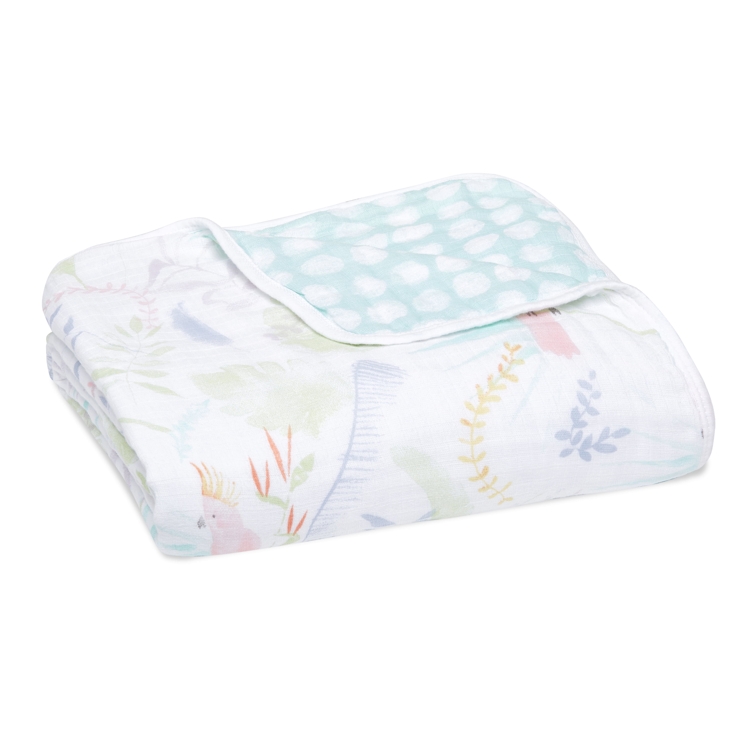 aden + anais essentials, muslin blanket, tropicalia-jungle bird