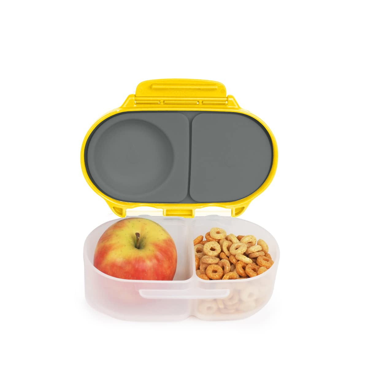 b.box Snack Box for Kids & Toddlers: 2 Compartment Snack Containers, Mini Bento Lunch Box. Leak Proof, BPA free, Dishwasher safe. School Supplies. Ages 4 months+ (Lemon Sherbet, 12oz capacity)