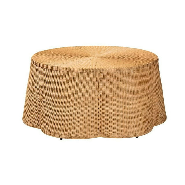 bali & pari Palm Bohemian Honey Scallop Rattan Coffee Table